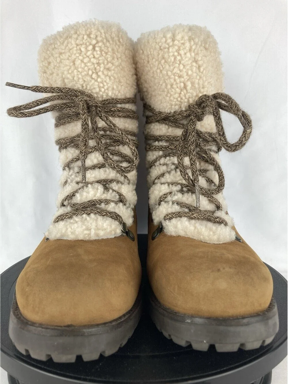 Women’s 8.5 UGG Fraser 1018896 Chestnut Suede Shearling Lace Up Winter Boots